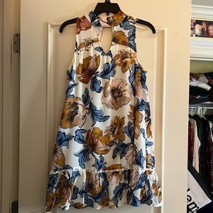 Blue and Brown XS Floral Dress